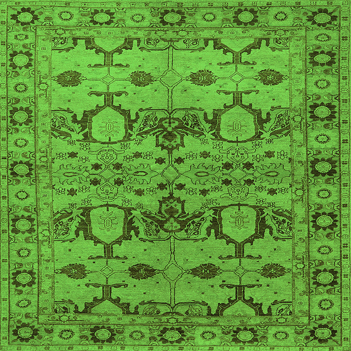 Square Oriental Green Industrial Rug, urb3041grn