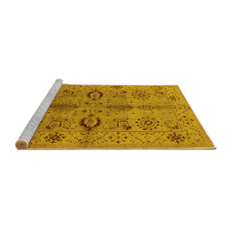 Sideview of Machine Washable Oriental Yellow Industrial Rug, wshurb3042yw