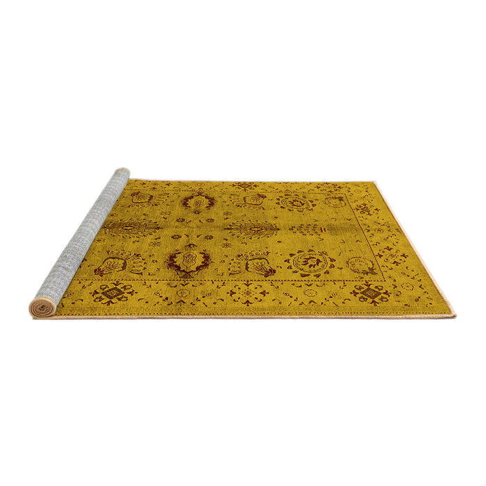 Sideview of Machine Washable Oriental Yellow Industrial Rug, wshurb3042yw