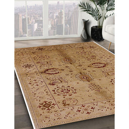 Mid-Century Modern Brown Sand Brown Oriental Rug in Family Room, urb3042