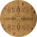 Round Oriental Brown Industrial Rug, urb3042brn