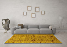 Machine Washable Oriental Yellow Industrial Rug in a Living Room, wshurb3042yw