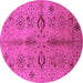 Round Machine Washable Oriental Pink Industrial Rug, wshurb3042pnk