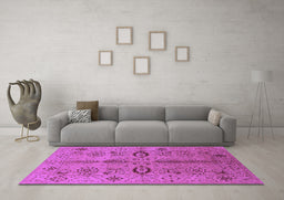 Machine Washable Oriental Purple Industrial Area Rugs in a Living Room, wshurb3042pur