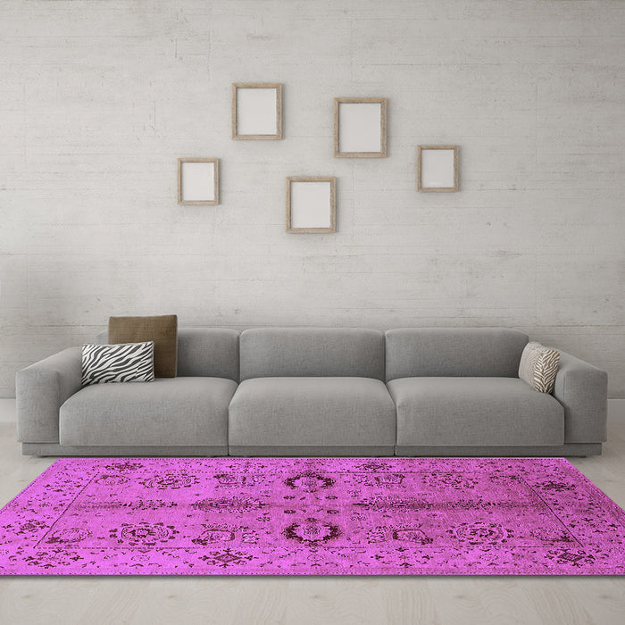 Machine Washable Oriental Purple Industrial Area Rugs in a Living Room, wshurb3042pur