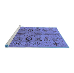Sideview of Machine Washable Oriental Blue Industrial Rug, wshurb3042blu