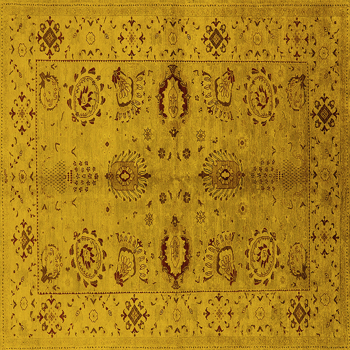 Square Machine Washable Oriental Yellow Industrial Rug, wshurb3042yw