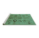 Sideview of Machine Washable Oriental Turquoise Industrial Area Rugs, wshurb3042turq