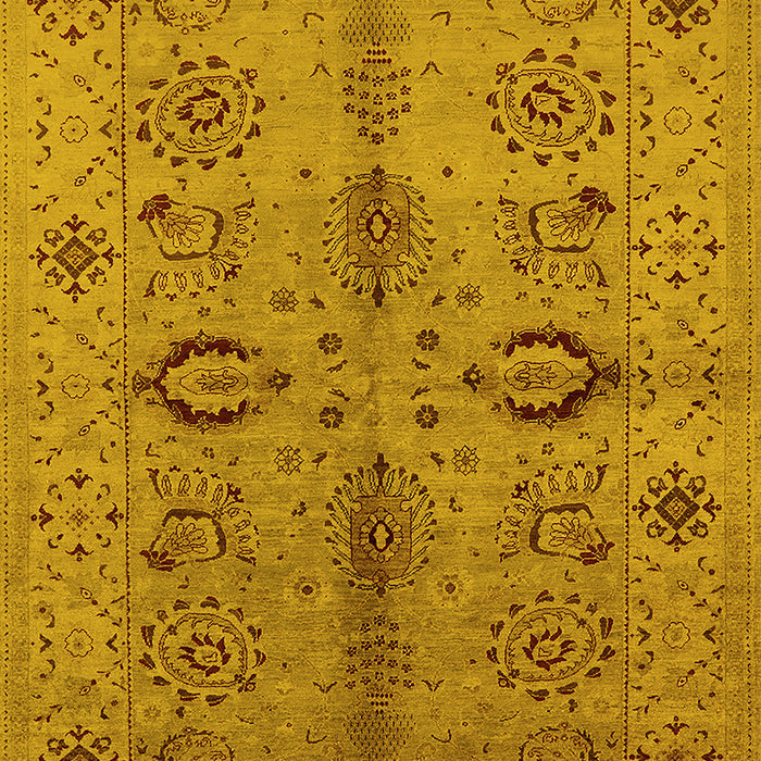 Machine Washable Oriental Yellow Industrial Rug, wshurb3042yw
