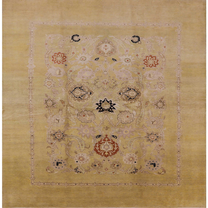 Square Mid-Century Modern Brown Sand Brown Oriental Rug, urb3043