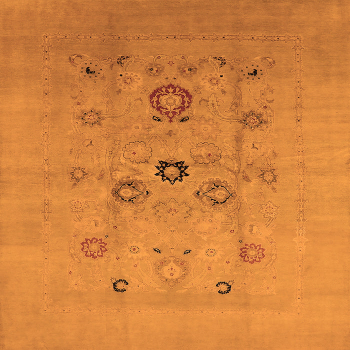 Square Oriental Orange Industrial Rug, urb3043org
