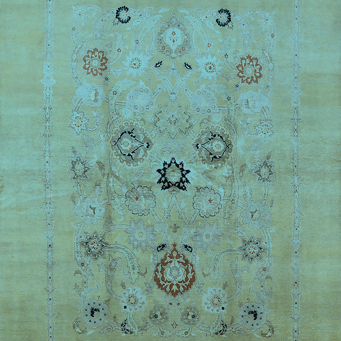 Machine Washable Oriental Light Blue Industrial Rug, wshurb3043lblu