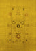 Machine Washable Oriental Yellow Industrial Rug, wshurb3043yw