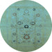 Round Oriental Light Blue Industrial Rug, urb3043lblu