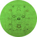 Round Oriental Green Industrial Rug, urb3043grn