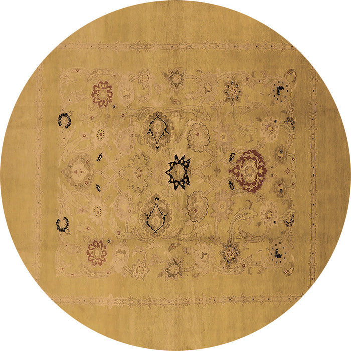 Round Oriental Brown Industrial Rug, urb3043brn
