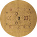 Round Oriental Brown Industrial Rug, urb3043brn