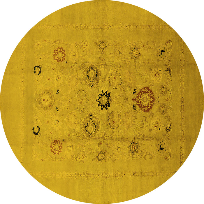 Round Oriental Yellow Industrial Rug, urb3043yw