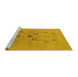 Sideview of Machine Washable Oriental Yellow Industrial Rug, wshurb3043yw