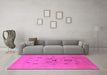 Machine Washable Oriental Pink Industrial Rug in a Living Room, wshurb3043pnk