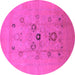 Round Oriental Pink Industrial Rug, urb3043pnk