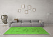 Machine Washable Oriental Green Industrial Area Rugs in a Living Room,, wshurb3043grn