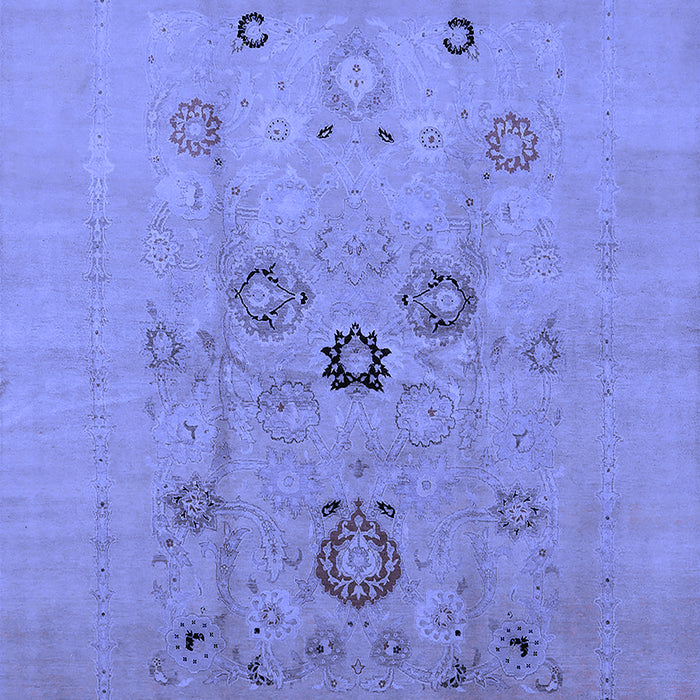 Machine Washable Oriental Blue Industrial Rug, wshurb3043blu