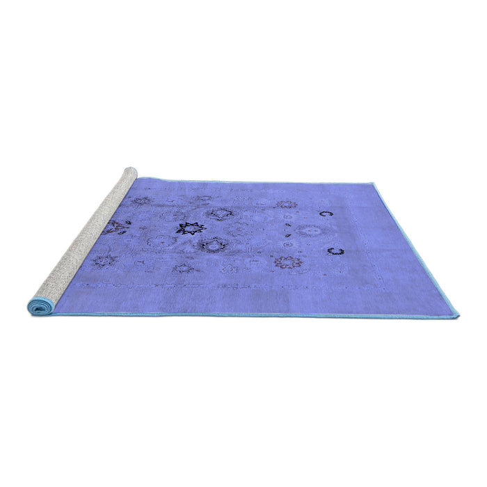 Sideview of Machine Washable Oriental Blue Industrial Rug, wshurb3043blu