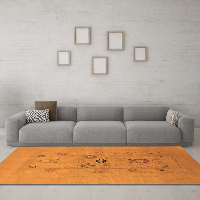 Machine Washable Oriental Orange Industrial Area Rugs in a Living Room, wshurb3043org