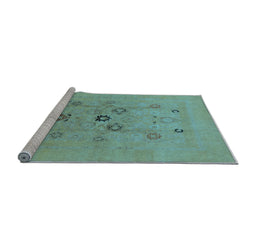 Sideview of Machine Washable Oriental Light Blue Industrial Rug, wshurb3043lblu