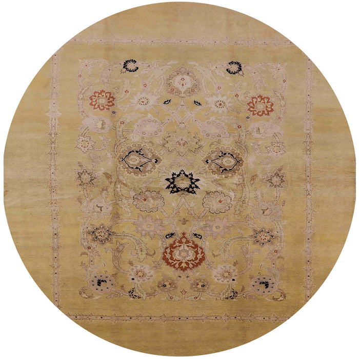 Round Mid-Century Modern Brown Sand Brown Oriental Rug, urb3043