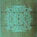 Square Oriental Turquoise Industrial Rug, urb3044turq