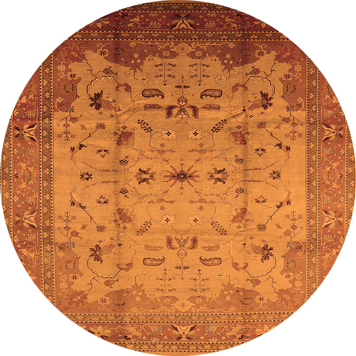 Round Oriental Orange Industrial Rug, urb3044org