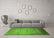 Machine Washable Oriental Green Industrial Area Rugs in a Living Room,, wshurb3044grn