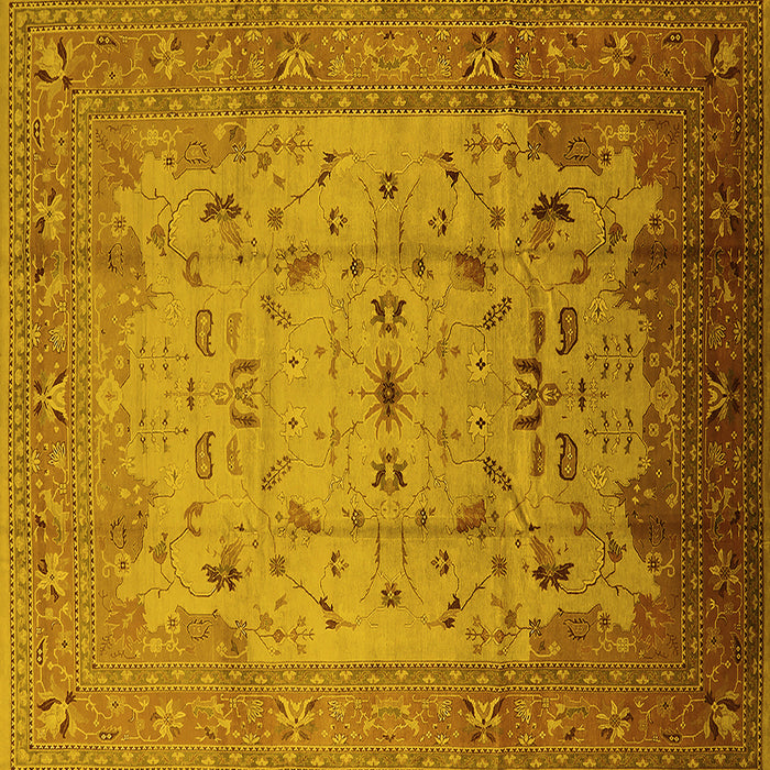 Square Machine Washable Oriental Yellow Industrial Rug, wshurb3044yw