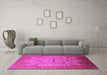 Machine Washable Oriental Pink Industrial Rug in a Living Room, wshurb3044pnk