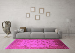 Machine Washable Oriental Pink Industrial Rug in a Living Room, wshurb3044pnk