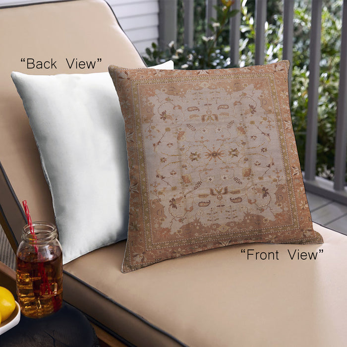 Front View of Mid-Century Modern Urban Square Mahogany Brown Throw Pillow, 18 inch by 18 inch, pwurb3044