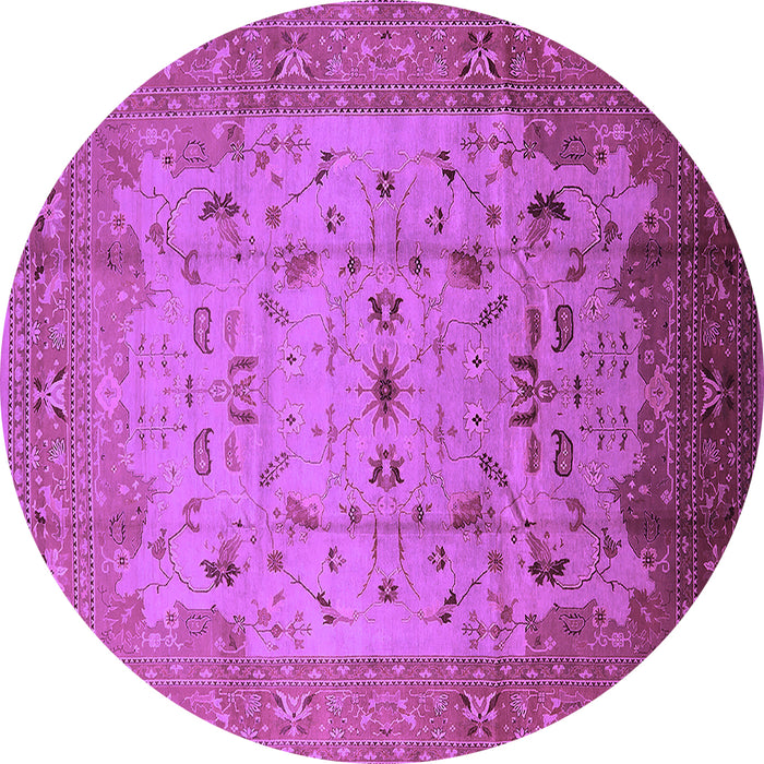 Round Machine Washable Oriental Purple Industrial Area Rugs, wshurb3044pur