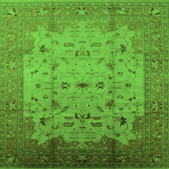 Square Machine Washable Oriental Green Industrial Area Rugs, wshurb3044grn
