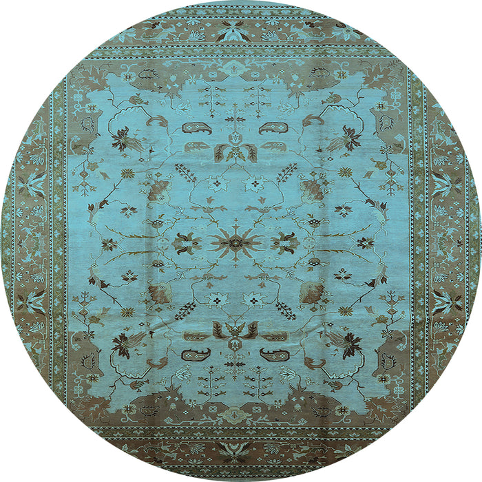 Round Oriental Light Blue Industrial Rug, urb3044lblu