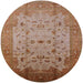 Round Mid-Century Modern Mahogany Brown Oriental Rug, urb3044