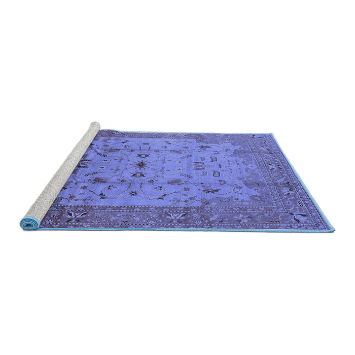 Sideview of Machine Washable Oriental Blue Industrial Rug, wshurb3044blu