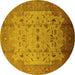 Round Oriental Yellow Industrial Rug, urb3044yw