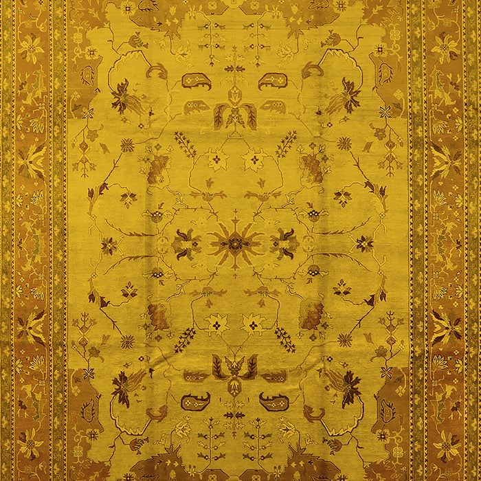 Machine Washable Oriental Yellow Industrial Rug, wshurb3044yw