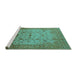 Sideview of Machine Washable Oriental Turquoise Industrial Area Rugs, wshurb3044turq