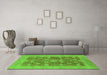 Machine Washable Oriental Green Industrial Area Rugs in a Living Room,, wshurb3045grn