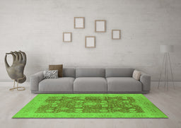 Machine Washable Oriental Green Industrial Area Rugs in a Living Room,, wshurb3045grn