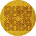 Round Oriental Yellow Industrial Rug, urb3045yw