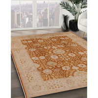 Mid-Century Modern Brown Sand Brown Oriental Rug, urb3045